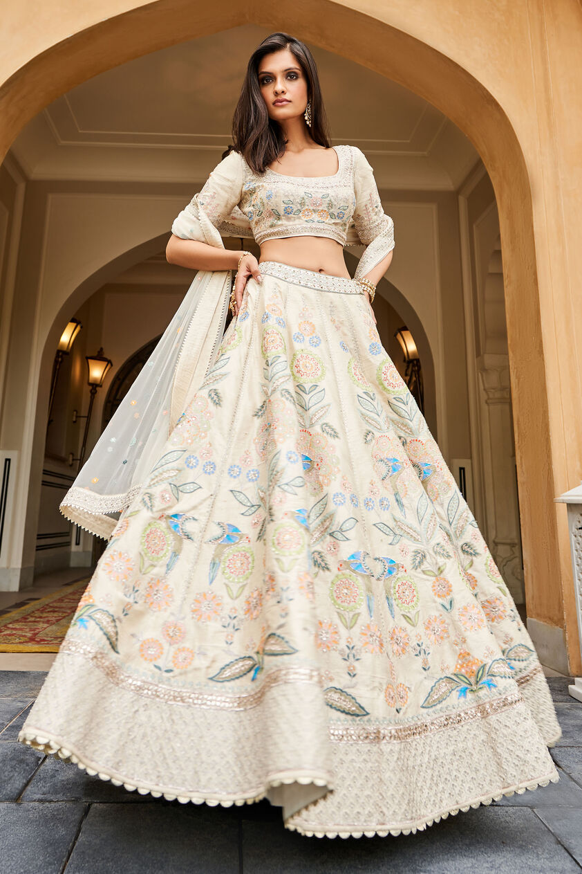 Qirat Lehenga - Ivory, Ivory, image 1