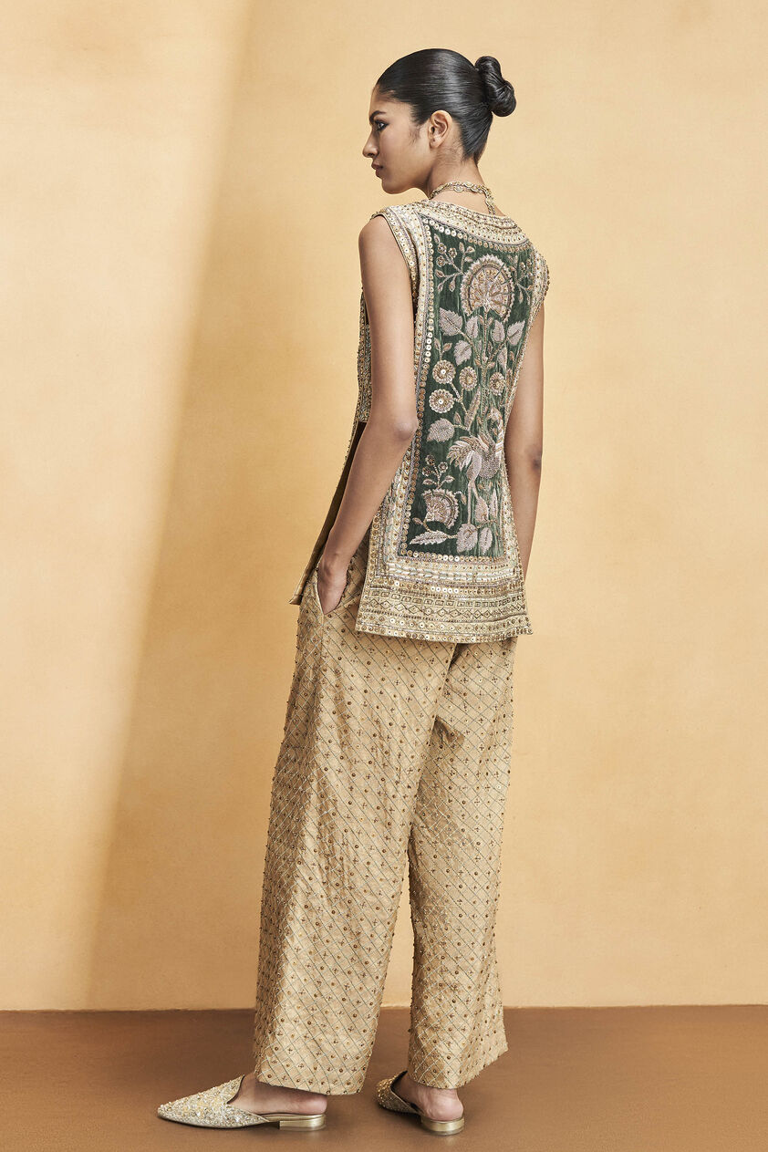 Heart Of The Forest Embroidered Zardozi Set - Gold, Gold, image 4