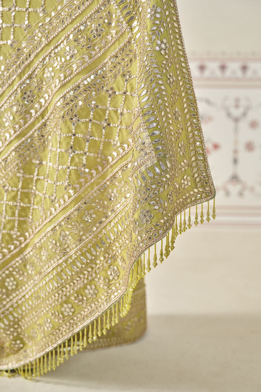 Tajanae Gota Patti Saree - Lime, Lime, image 8