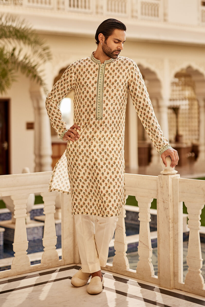 Edhas Silk Kurta - Cream, Cream, image 1