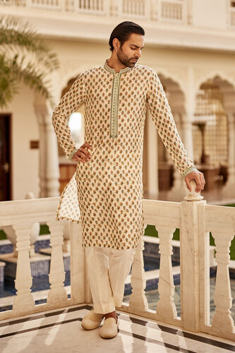 Edhas Silk Kurta - Cream, Cream, image 1