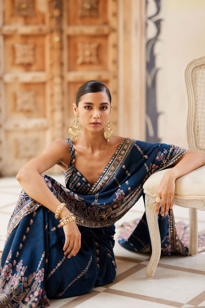 Nuris Saree - Blue, Blue, image 11