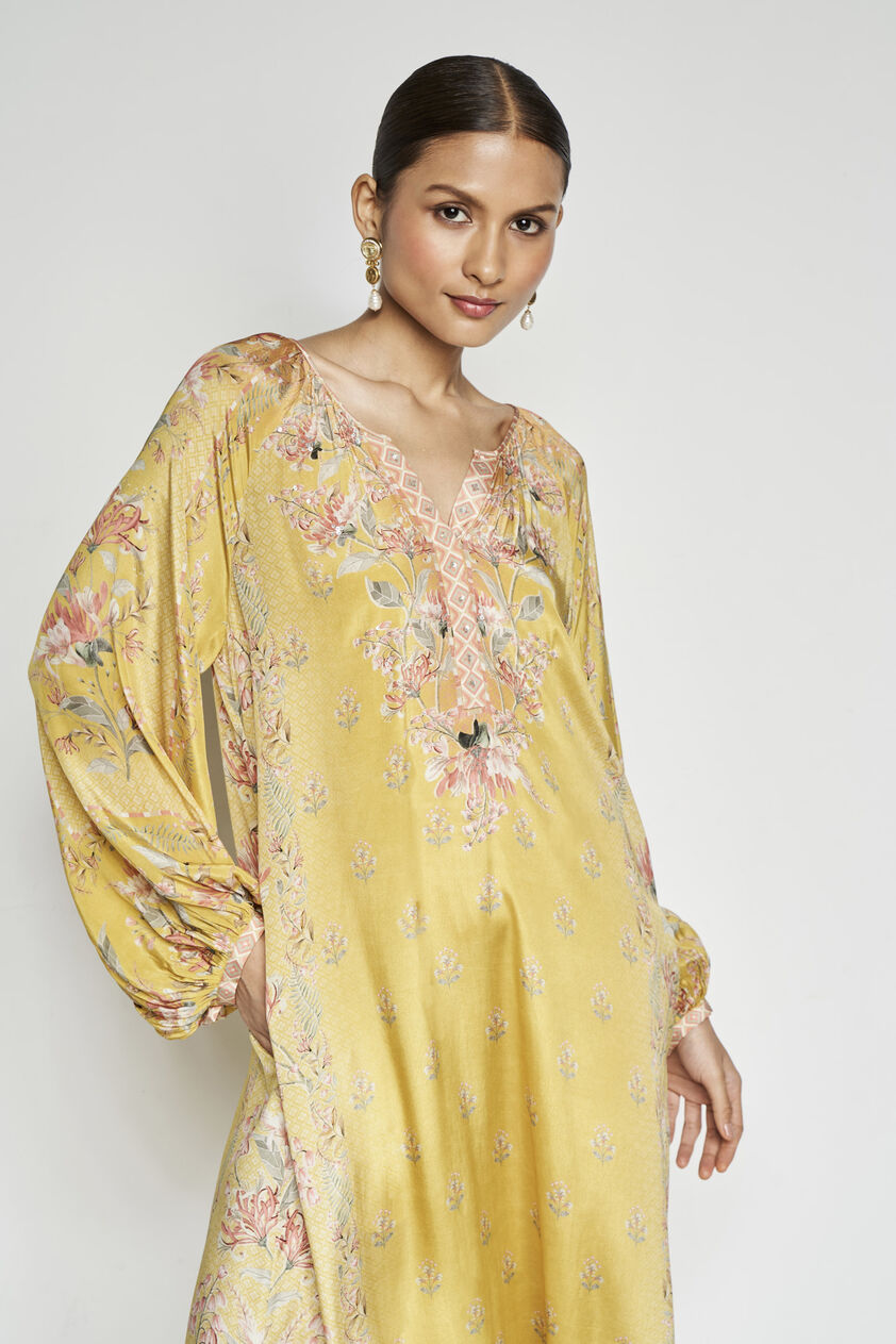 Amaltas Kaftan - Yellow, Yellow, image 5