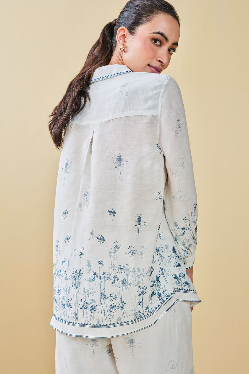 Dandelion Dream Printed Linen Shirt Co-ord - White, White, image 4