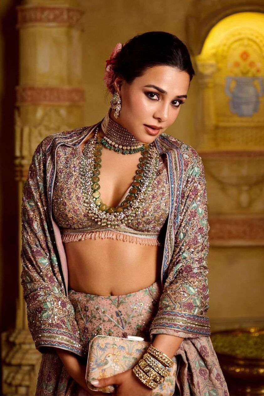 Krandasi Embroidered Zardozi Skirt Set - Blush, Blush, image 2