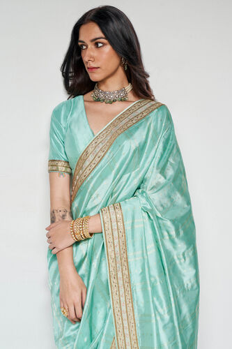 Mithila Benarasi Silk Embroidered Saree - Powder Blue, Powder Blue, image 3