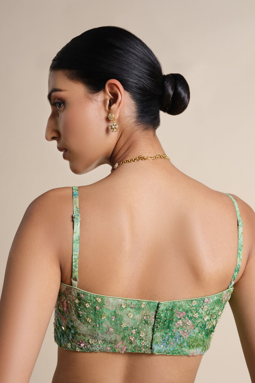 The Liveforest Embroidered Choli - Green, Green, image 2