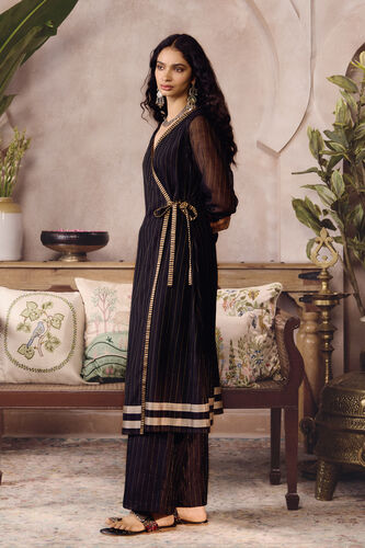 Androwe Handwoven Maheshwari Kurta Set - Black, Black, image 3