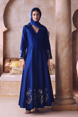 Maleeha Embroidered Silk Kurta Set - Blue, Blue, image 1