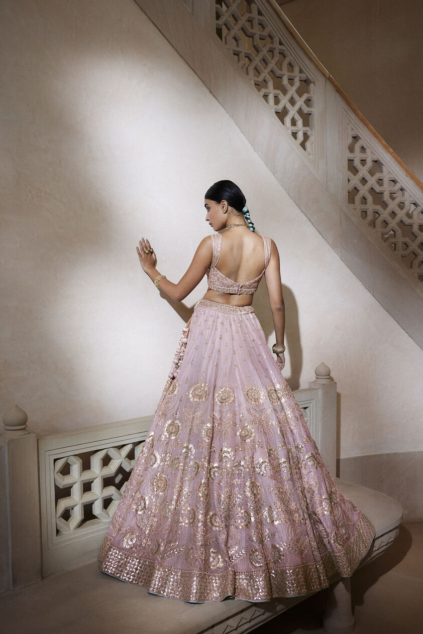 Sitara Resham & Gota Patti Silk Lehenga - Blush, Blush, image 2