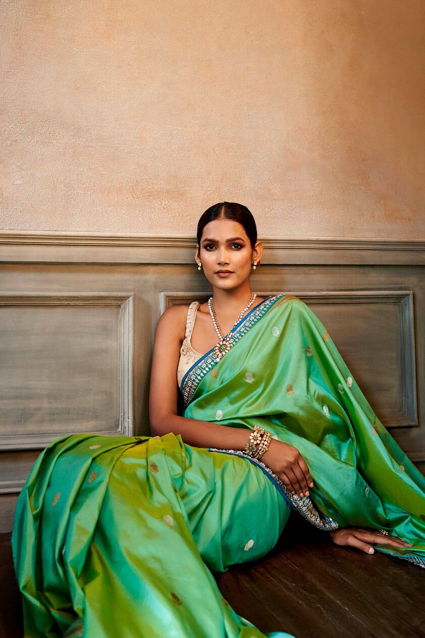 6 - Naseen Saree Set - Aqua, image 6