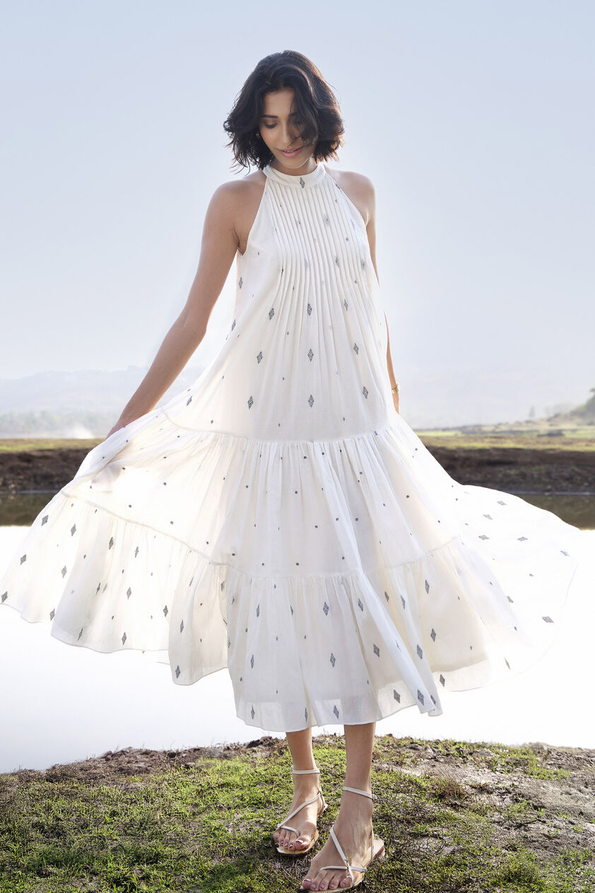Airoso Handwoven Jamdani Dress - Ivory, Ivory, image 2