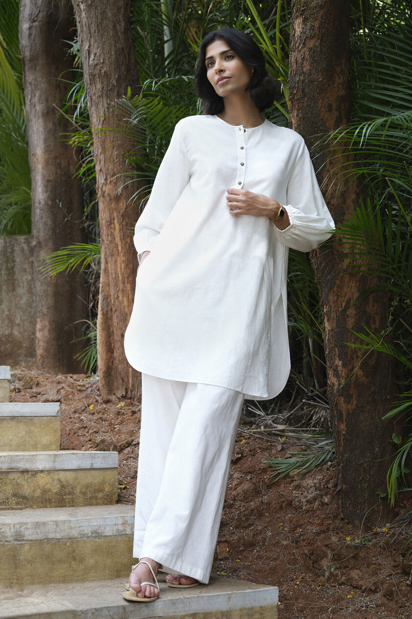 Yarrow Handwoven Khadi Co-ord - Ivory, Ivory, image 1
