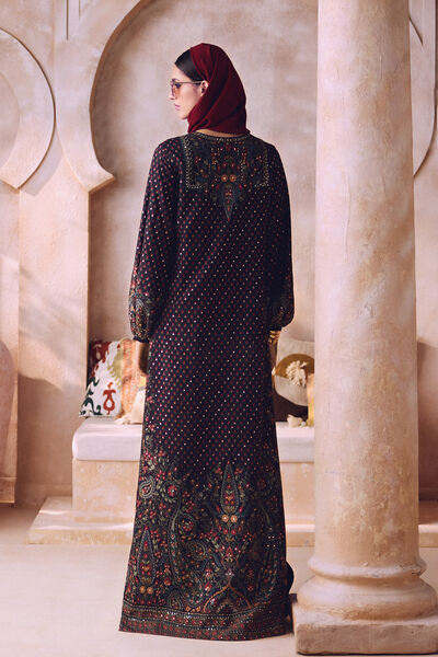 Nafeesa Silk Kaftan - Black