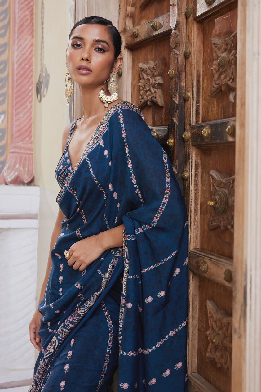 Nuris Saree - Blue, Blue, image 5