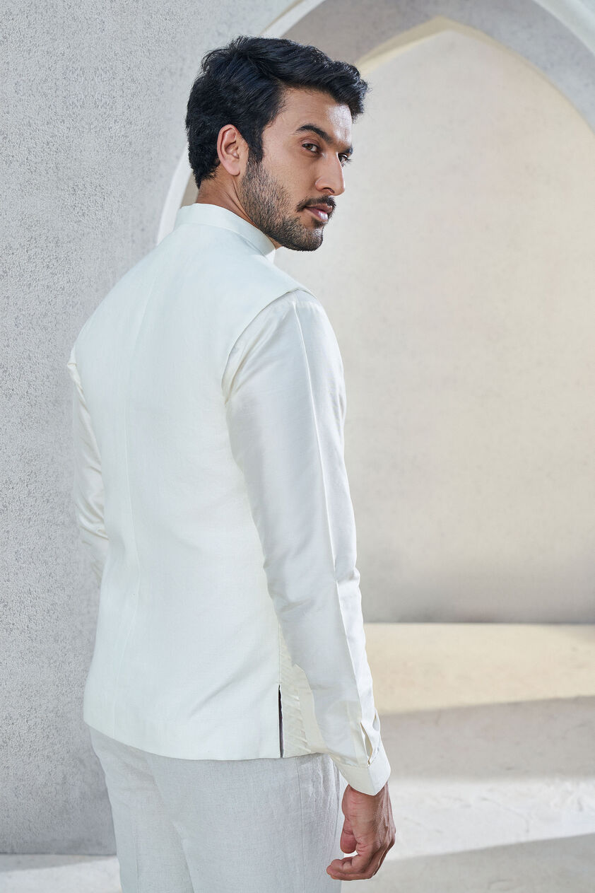 Shwar Nehru Jacket - Ivory, Ivory, image 3