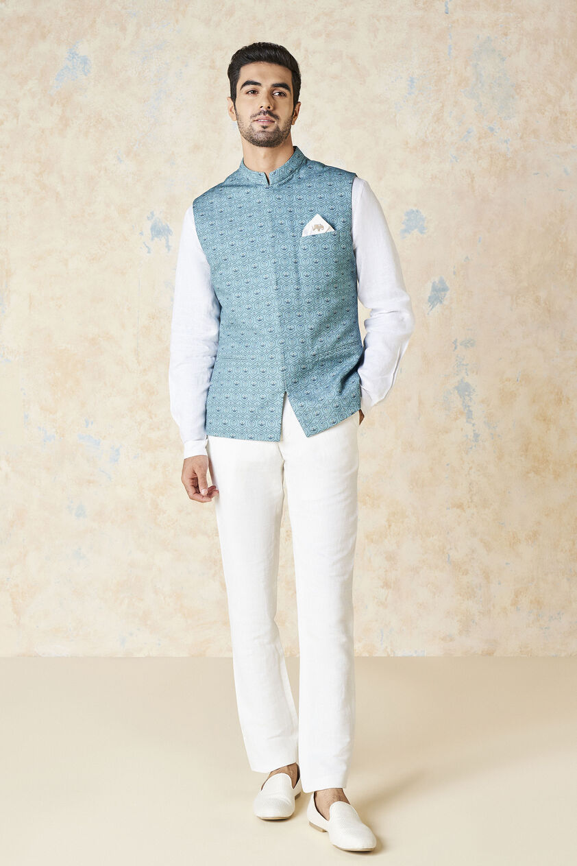 Nimay Nehru Jacket - Blue, Blue, image 1