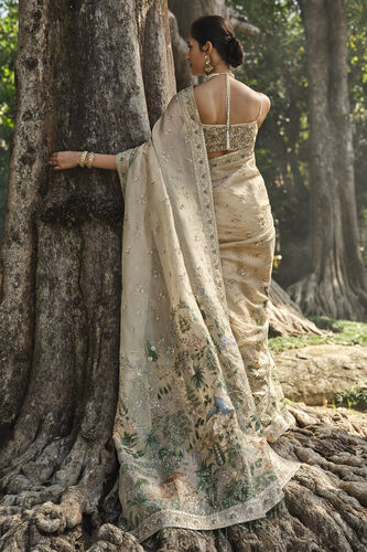 Niamh Hand-painted Pichhwai Silk Saree - Gold, Gold, image 2
