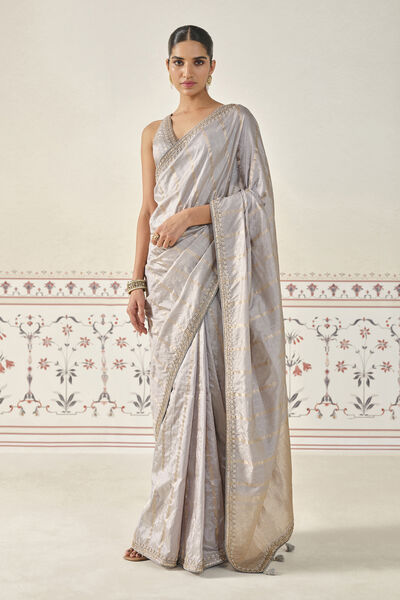 Ardvisura Handwoven Benarasi Saree Set - Grey