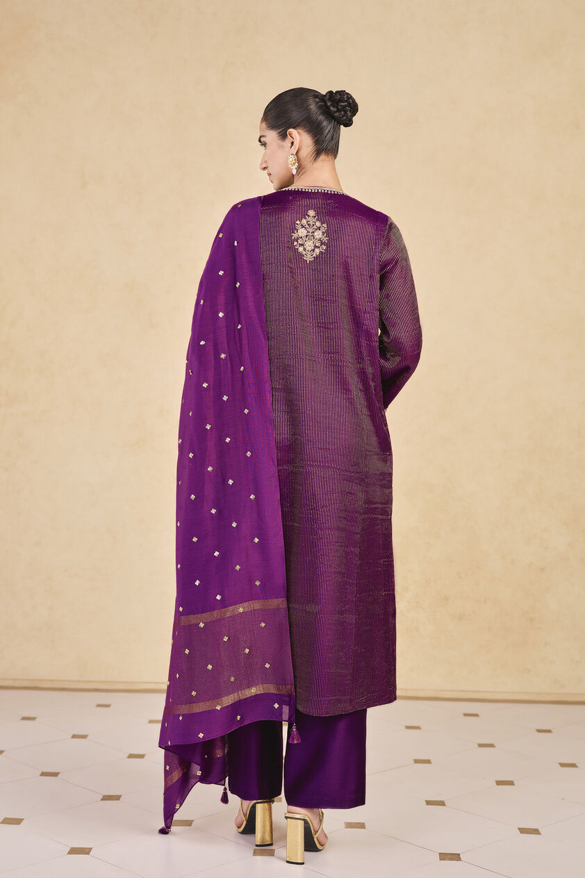 Ranjika Handwoven Maheshwari Suit Set - Purple, Purple, image 2