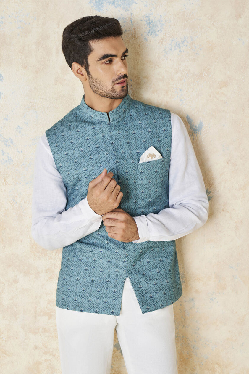 Nimay Nehru Jacket - Blue, Blue, image 4