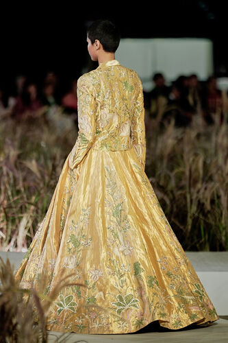 Summerfern Embroidered Applique Silk Lehenga Set - Gold, Gold, image 2