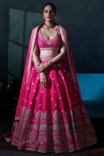 1 - Ezrine Lehenga Set – Carrot Pink, image 1