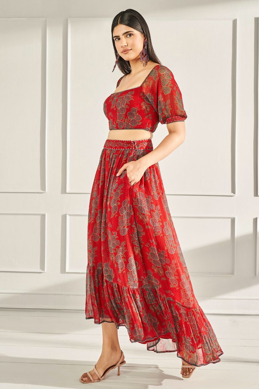 2 - Out Dancing - Red Crop Top & Skirt Set, image 2