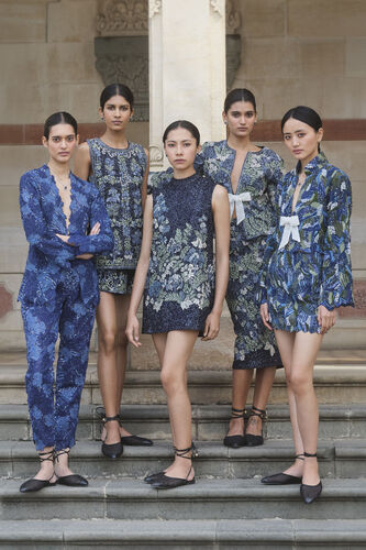 Elysora Embroidered Silk Jacket Set - Blue, Blue, image 6