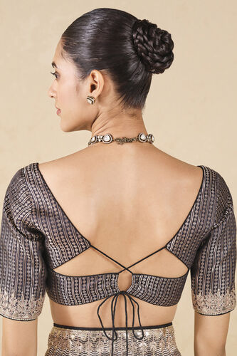 Avabha Handwoven Benarasi Silk Saree - Grey, Grey, image 11