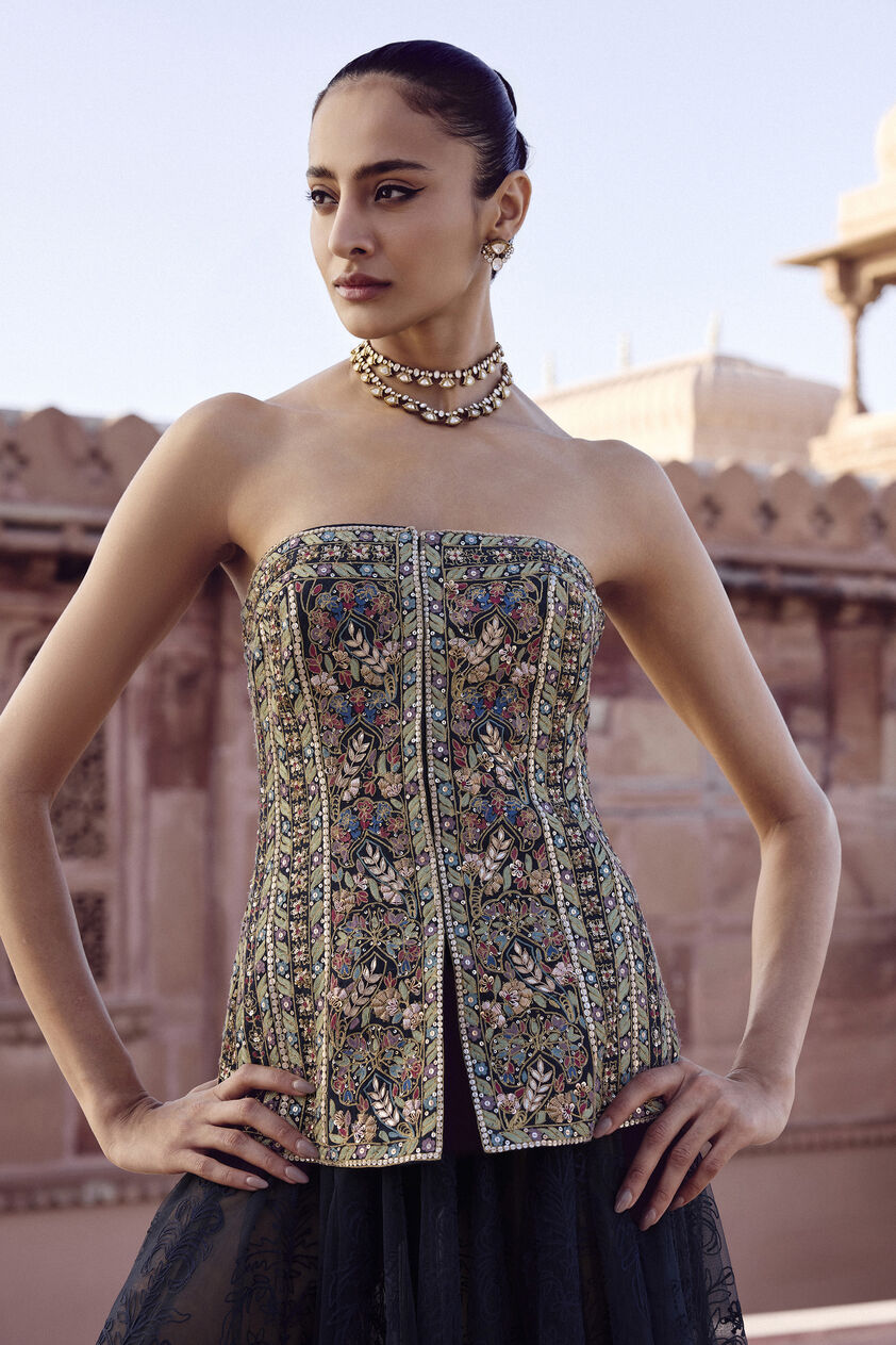 Alesha Embroidered Skirt Set - Navy Blue, Navy, image 3