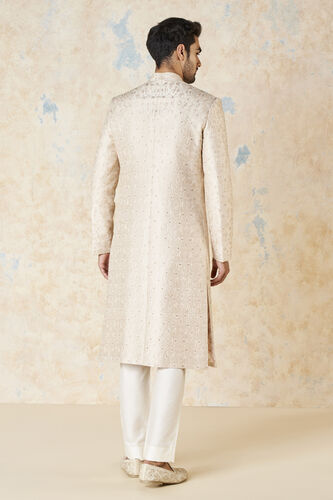 Aajay Zardozi & Aari Silk Sherwani - Ecru, Ecru, image 4