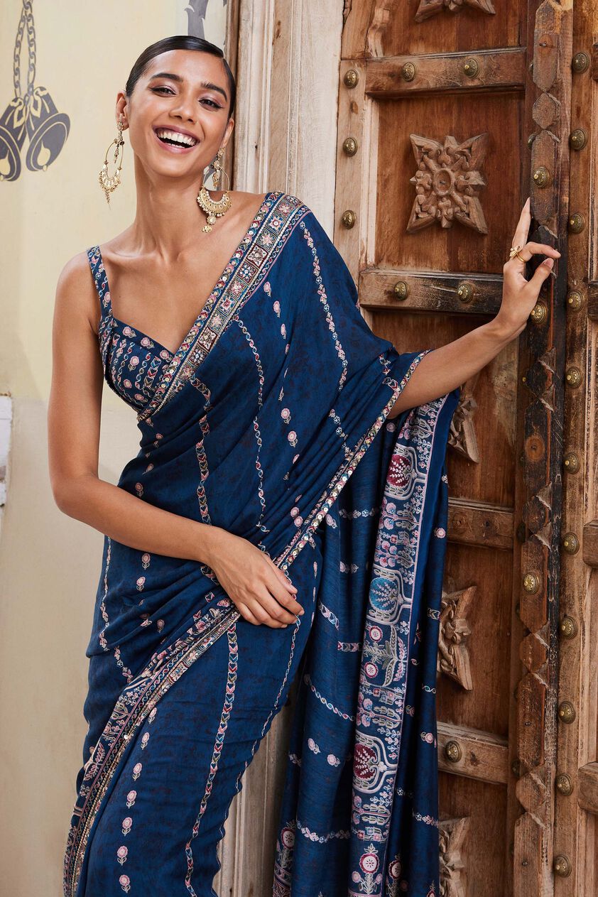 Nuris Saree - Blue, Blue, image 7