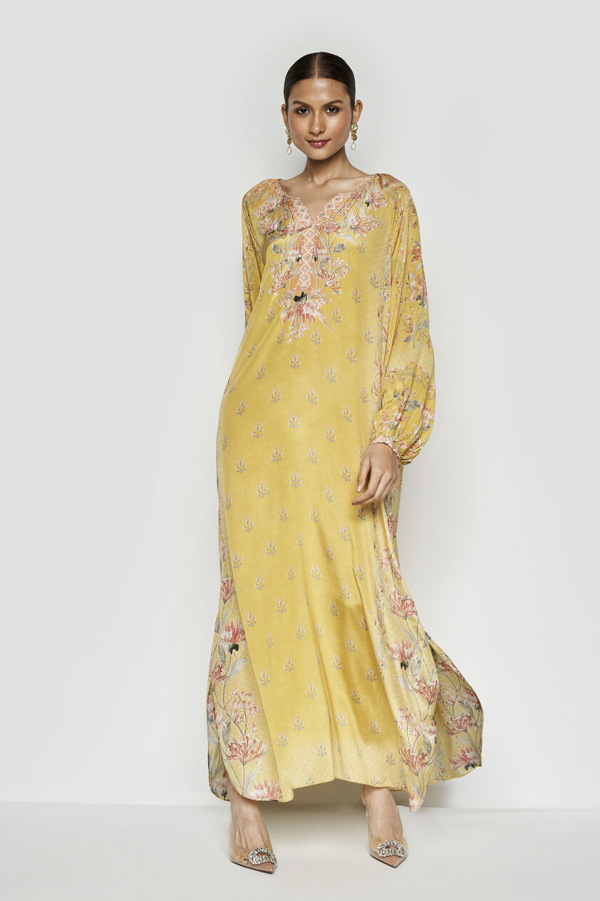 Amaltas Kaftan - Yellow, Yellow, image 1