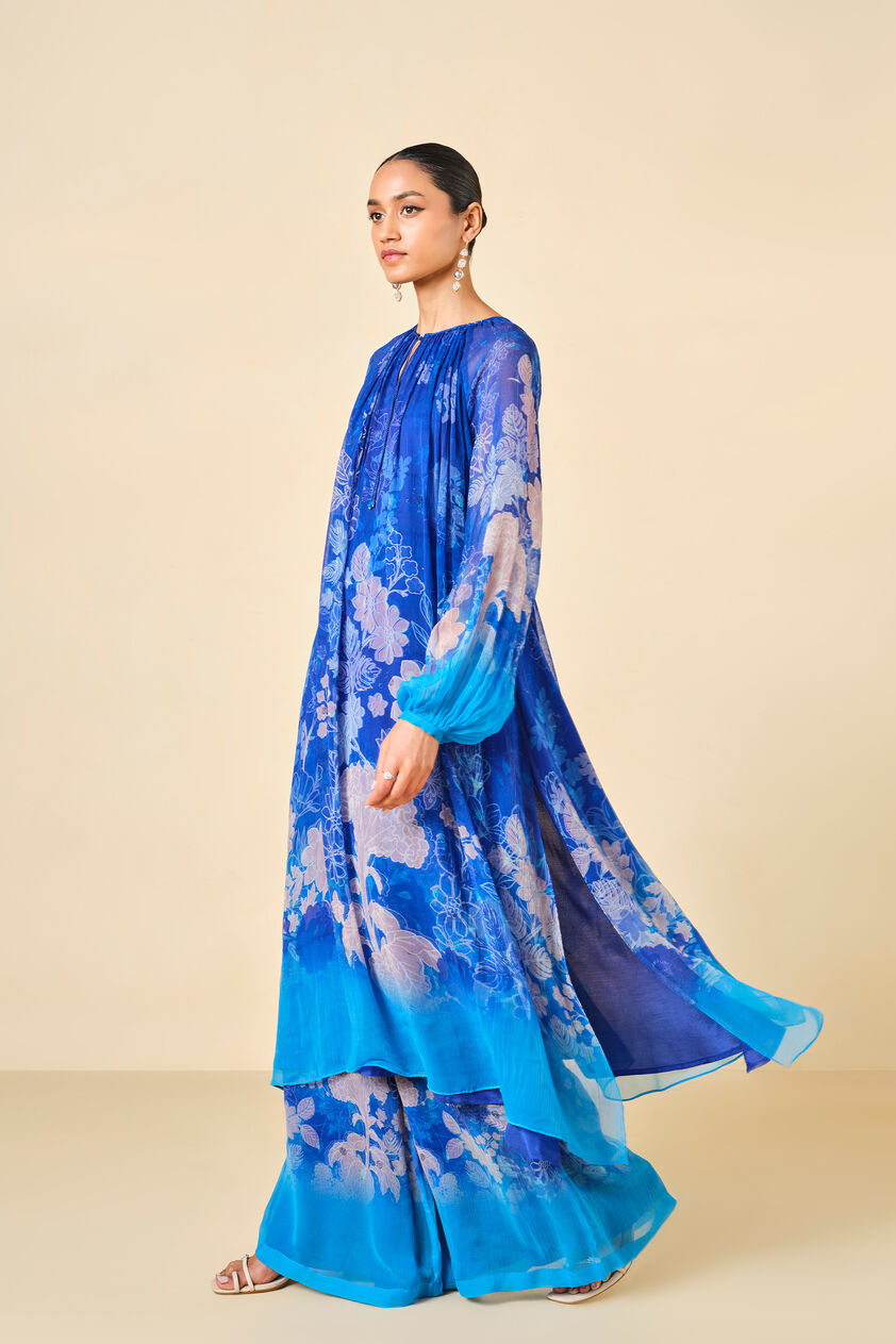 Out Of The Blue Chiffon Kurta Set - Indigo, Indigo, image 2