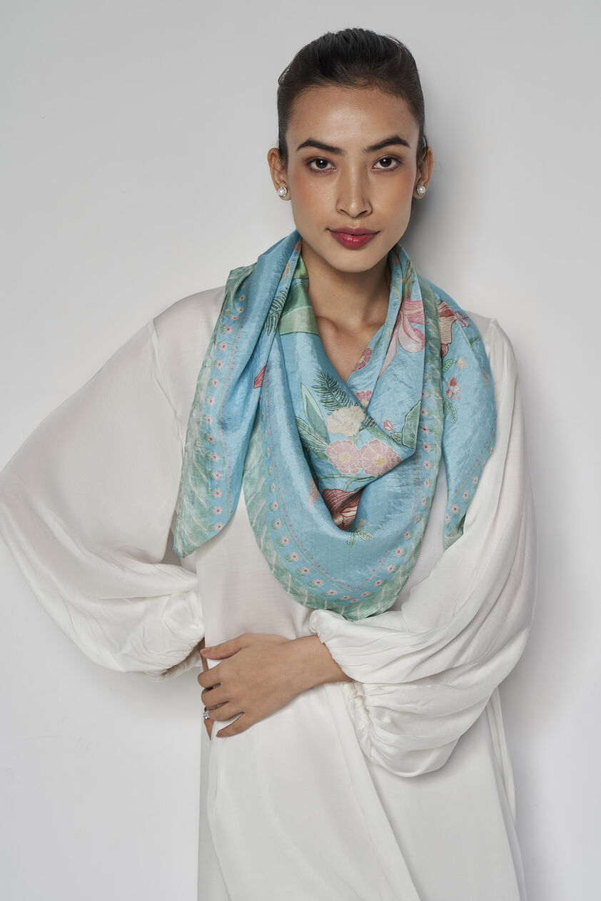 Emaline Silk Scarf - Powder Blue, Powder Blue, image 1