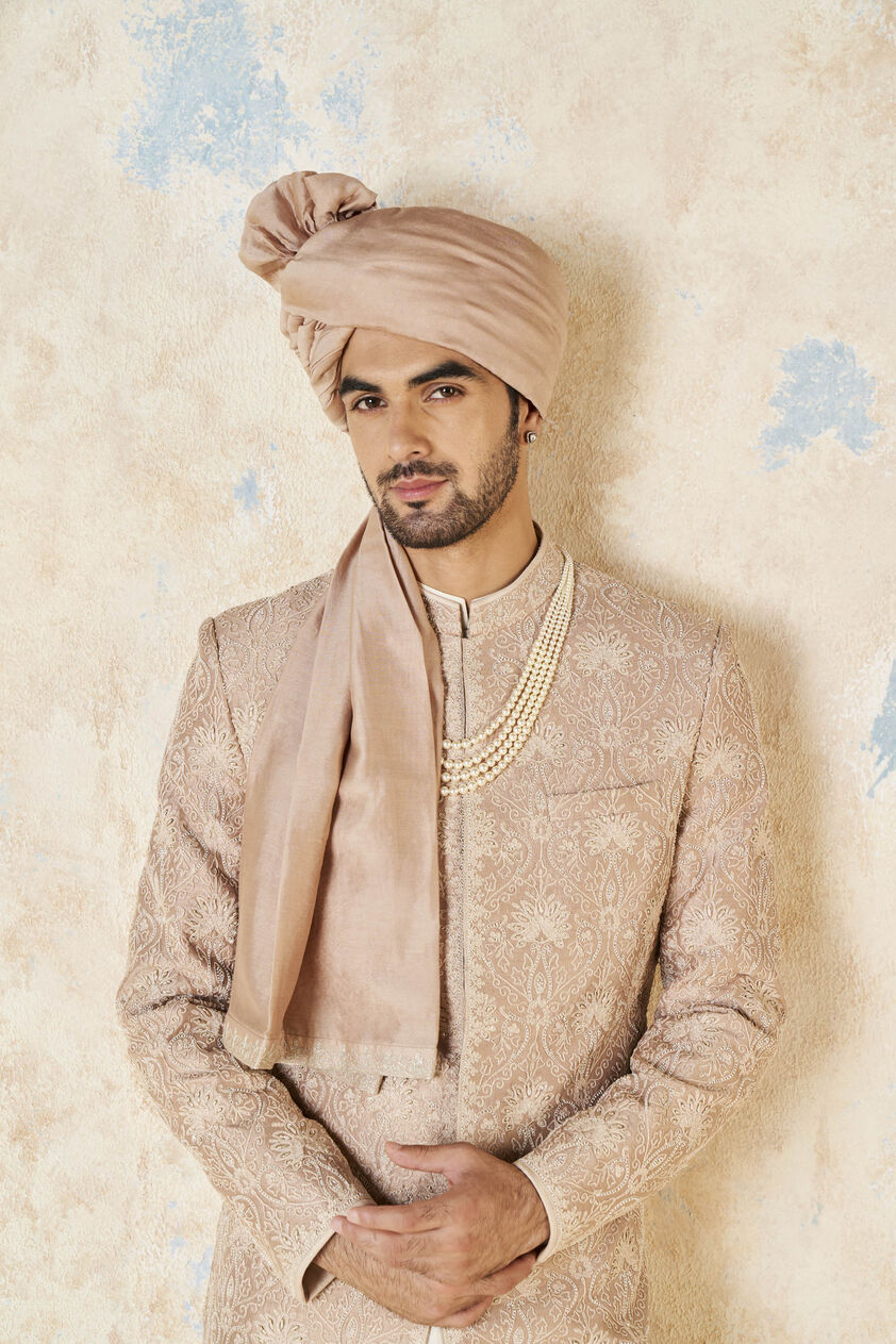 Arindam Silk Safa - Salmon, Salmon, image 1