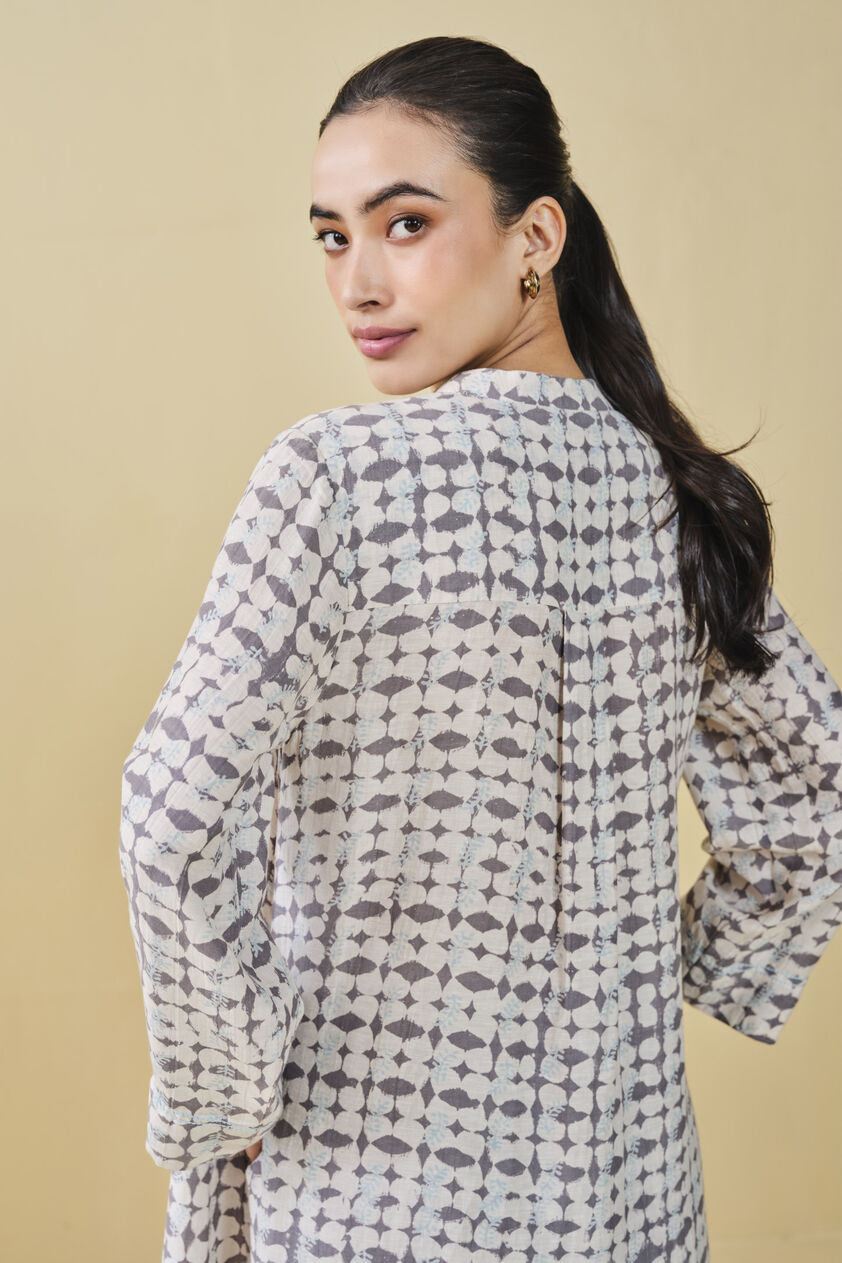 Uphill Hand-block Printed Linen Co-ord - Grey, Grey, image 6