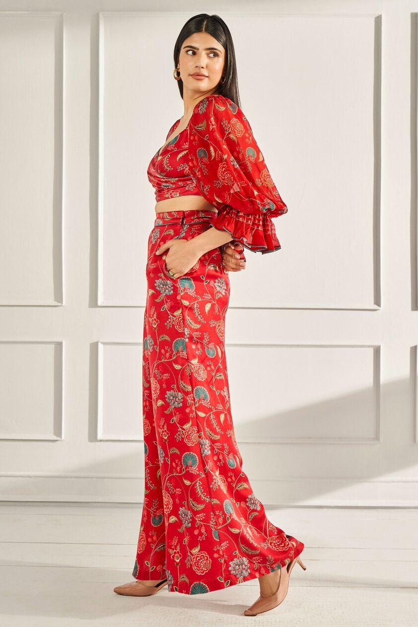 2 - Showstopper - Red Crop Top and Trousers Set, image 2