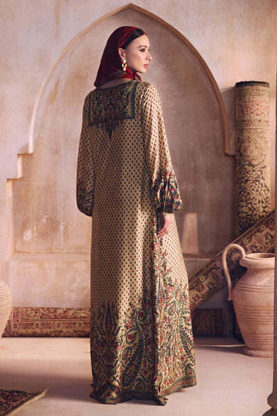 Mehnaz Silk Kaftan - Beige