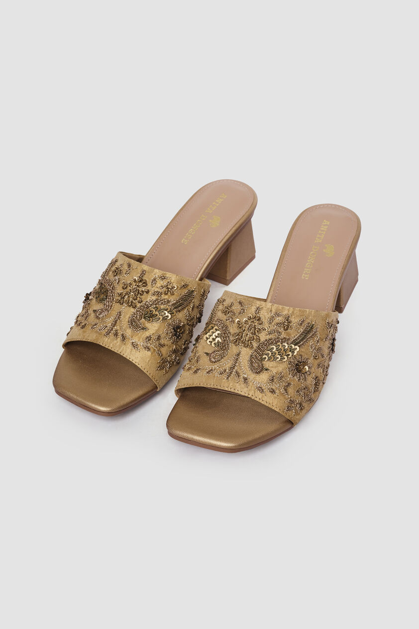 Kabini Hand-embroidered Heels - Gold, Gold, image 1