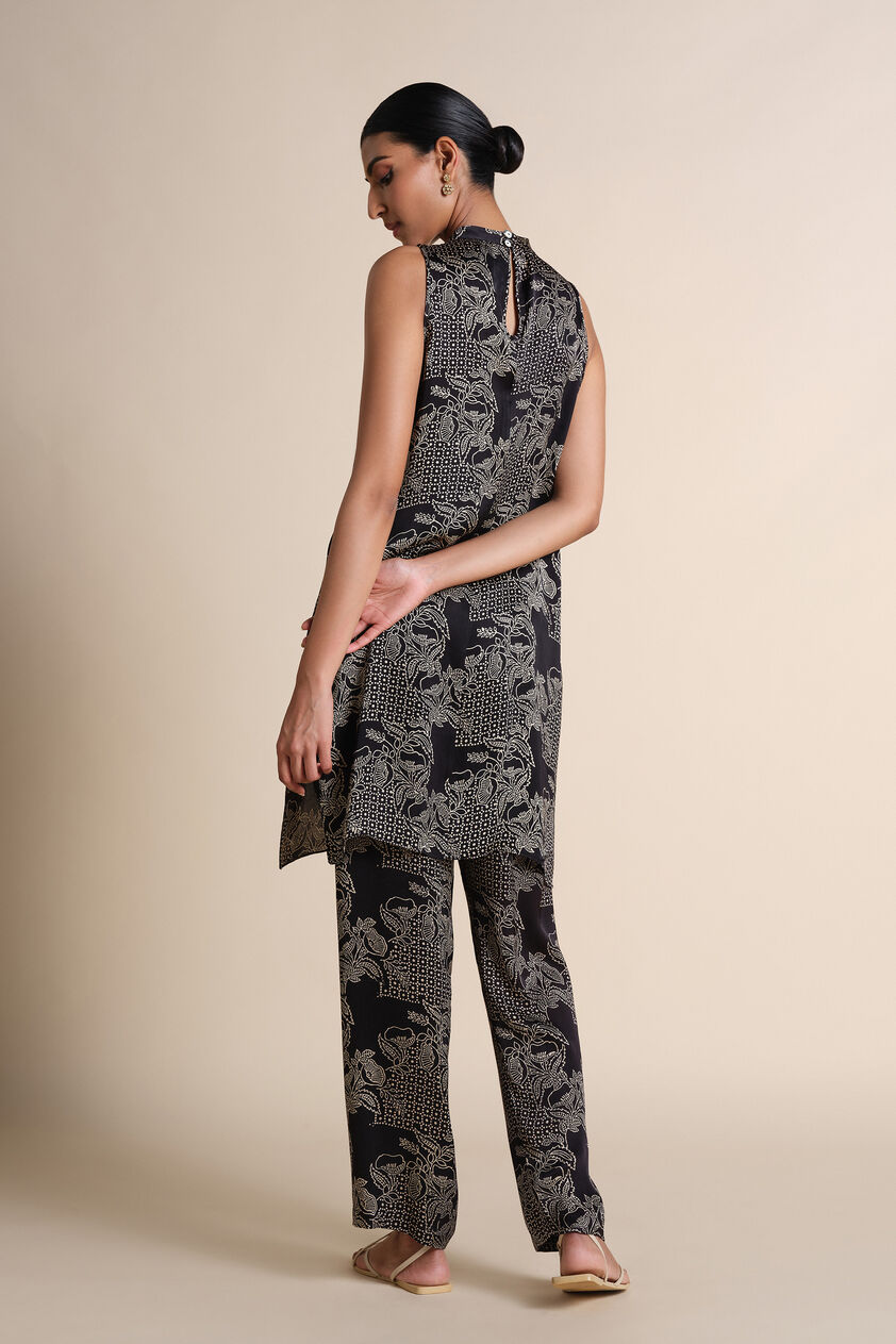 Akos Hand-block Printed Ajrakh Co-ord - Black, Black, image 3