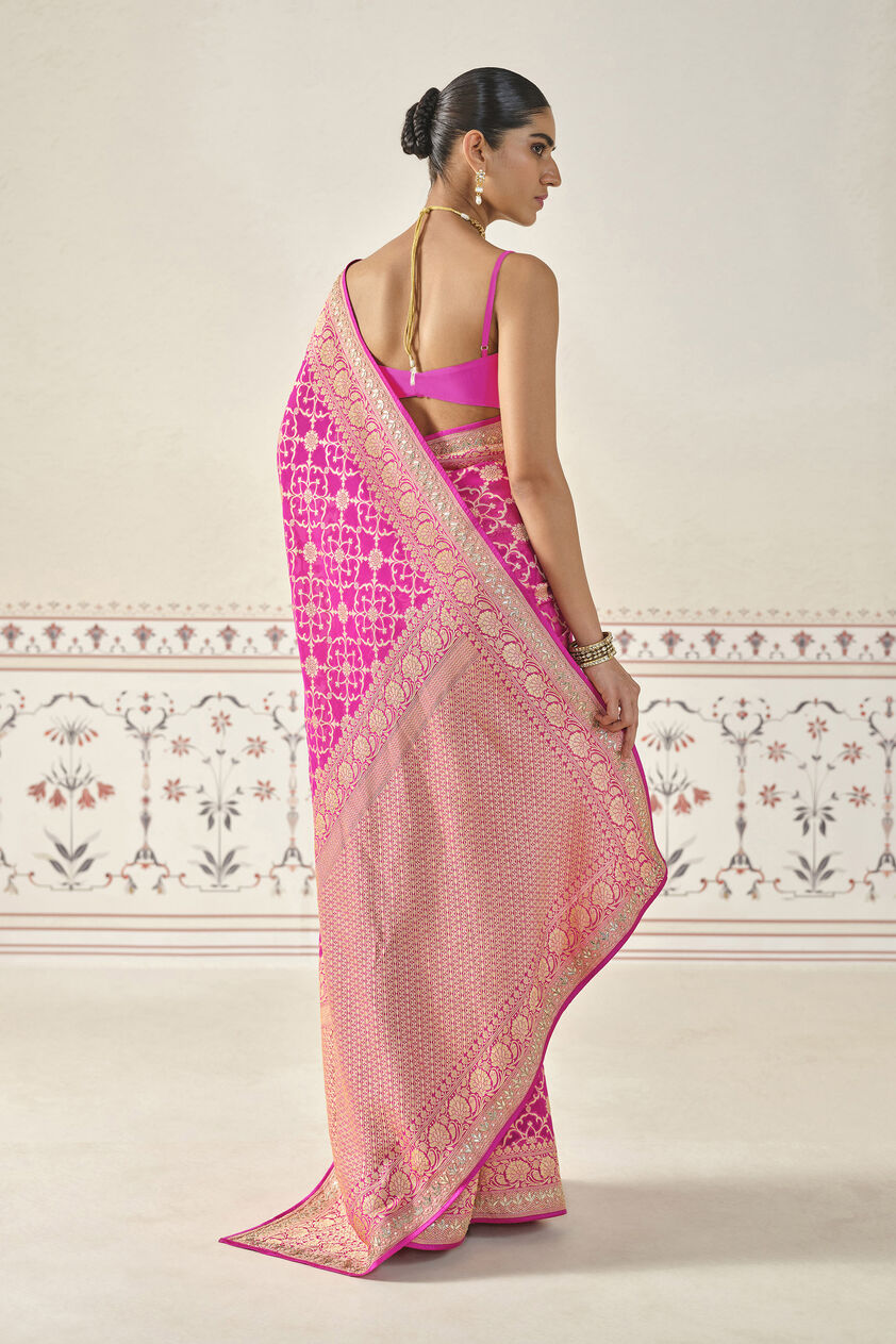Danica Handwoven Benarasi Silk Saree - Hot Pink, Hot Pink, image 2