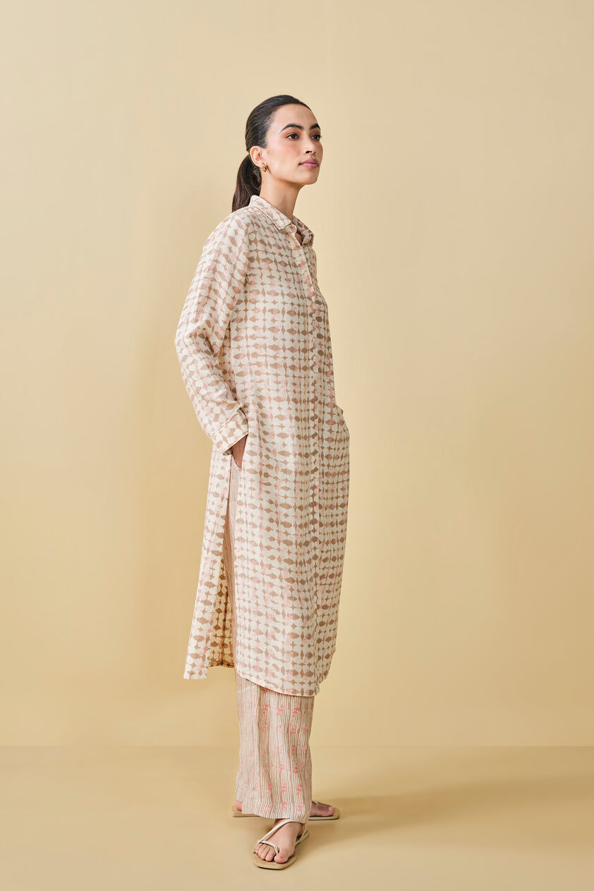 Wilderness Hand-block Printed Linen Co-ord - Beige, Beige, image 7