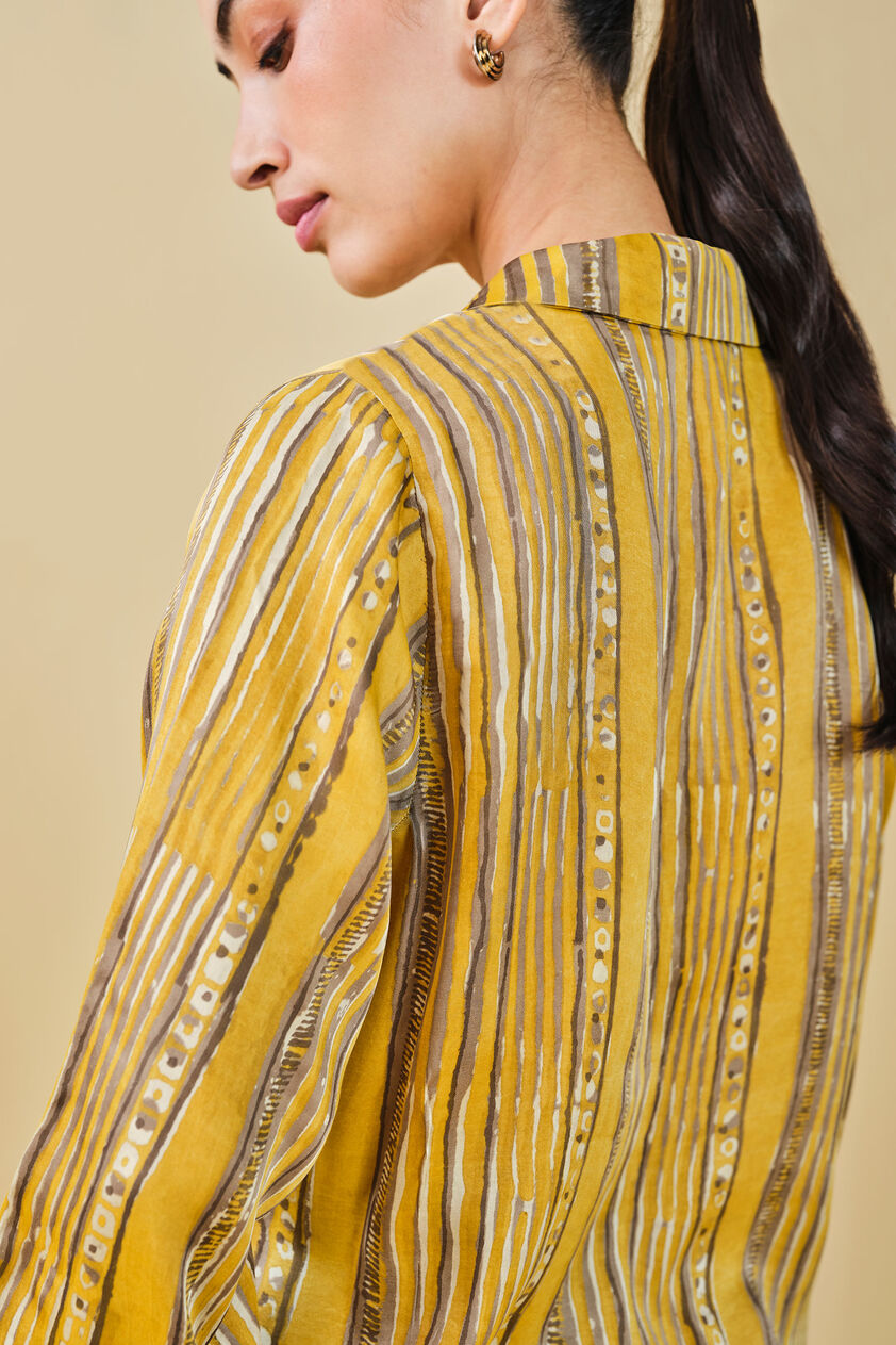 Hillside Hand-block Printed Top - Yellow, Yellow, image 7