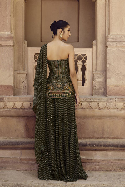 Anarika Silk Sharara Set - Green