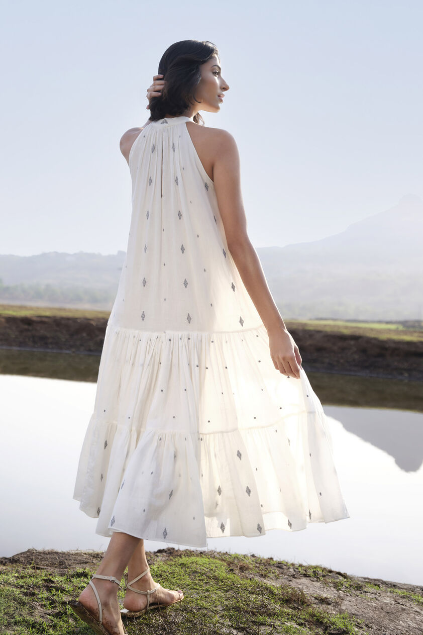 Airoso Handwoven Jamdani Dress - Ivory, Ivory, image 3