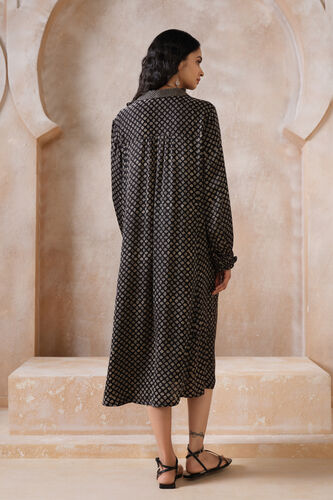 Myrsky Ajrakh Hand-block Printed Dress - Black, Black, image 2
