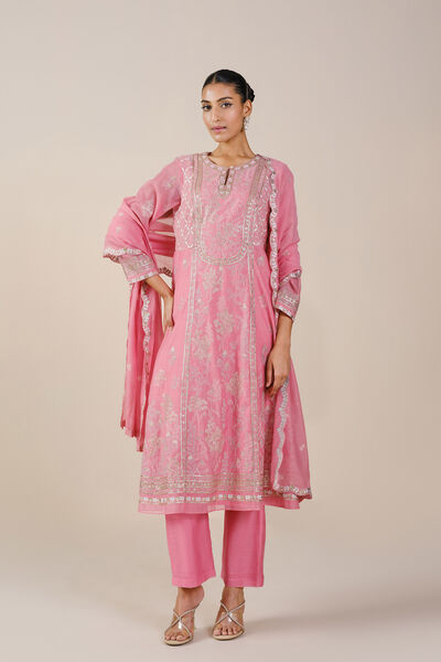 Belize Embroidered Mul Suit Set - Pink