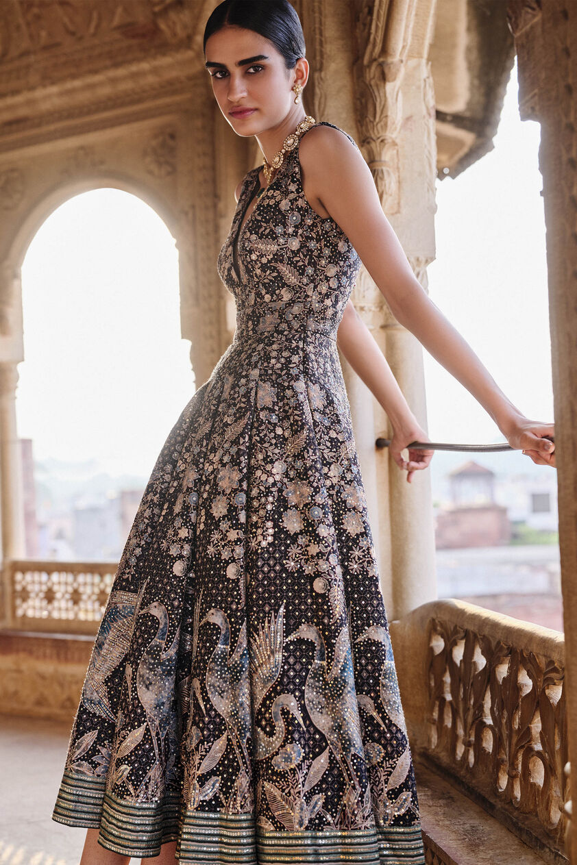 Izar Printed Sequin Dress - Black, Black, image 5